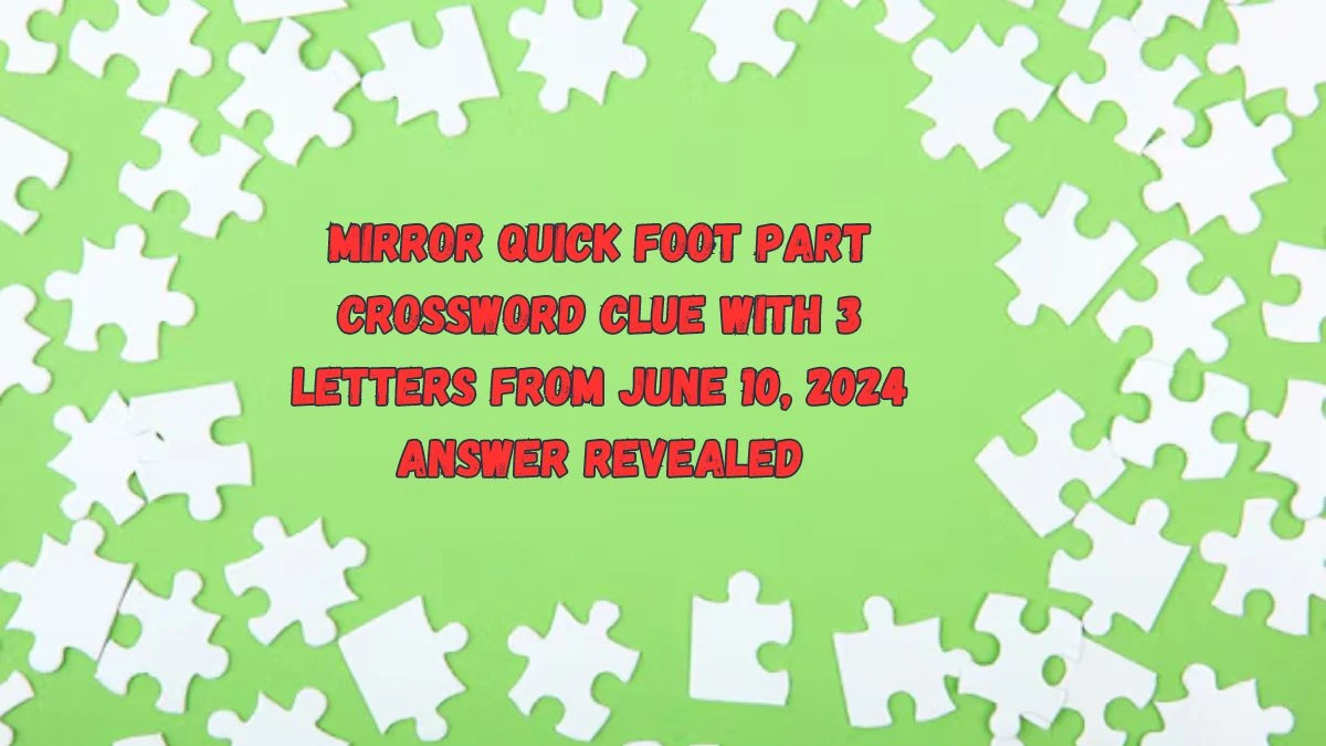 Mirror Quick Foot Part Crossword Clue with 3 Letters from June 10, 2024 Answer Revealed